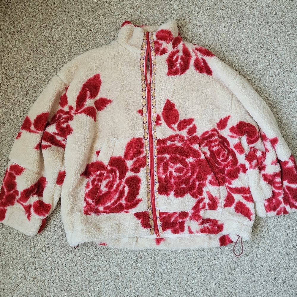 Anthropologie BDG Mae Printed Piled Fleece Super Soft Zip-up Jacket. Oversized - Picture 5 of 8